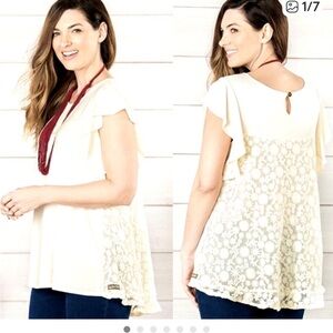 Matilda Jane Adventure Begins
Simply Cream Lace Floral Accent
Blouse Shirt Small